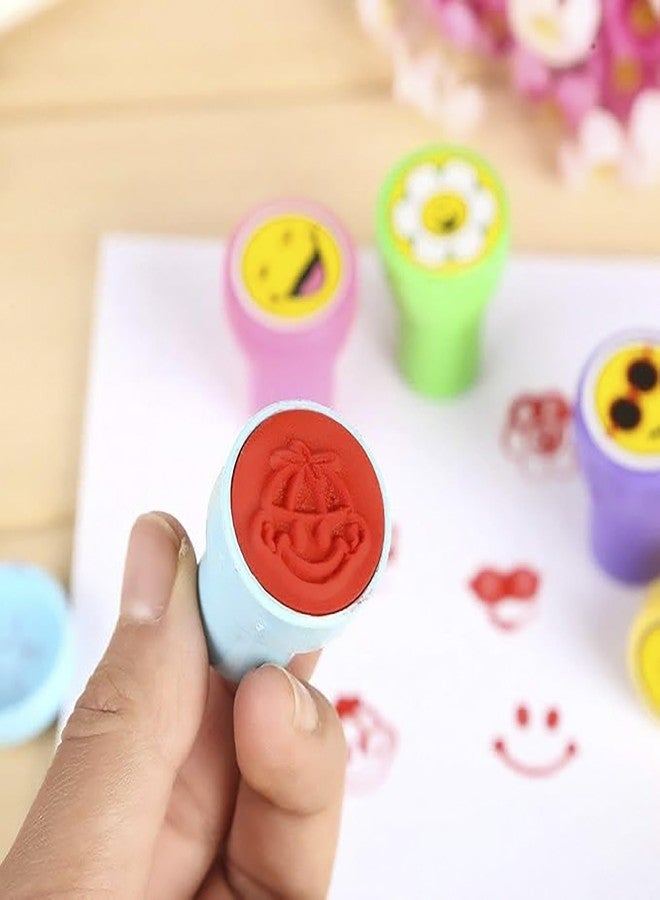 Sellon1 10 Pcs Emoji Stamps for Kids - Self -Ink Stamps for Favor, Carnival Prizes, School Stampers, Goodie Bag, Halloween, Best Return Gifts(Smile Design 2) - Image 5
